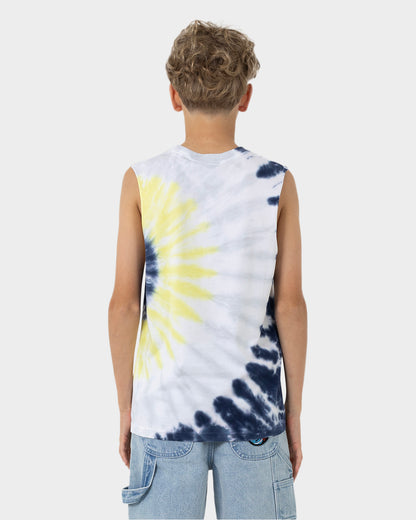 Vivid Dot Mono Santa Cruz Boys Muscle T-Shirt Navy Tie Dye