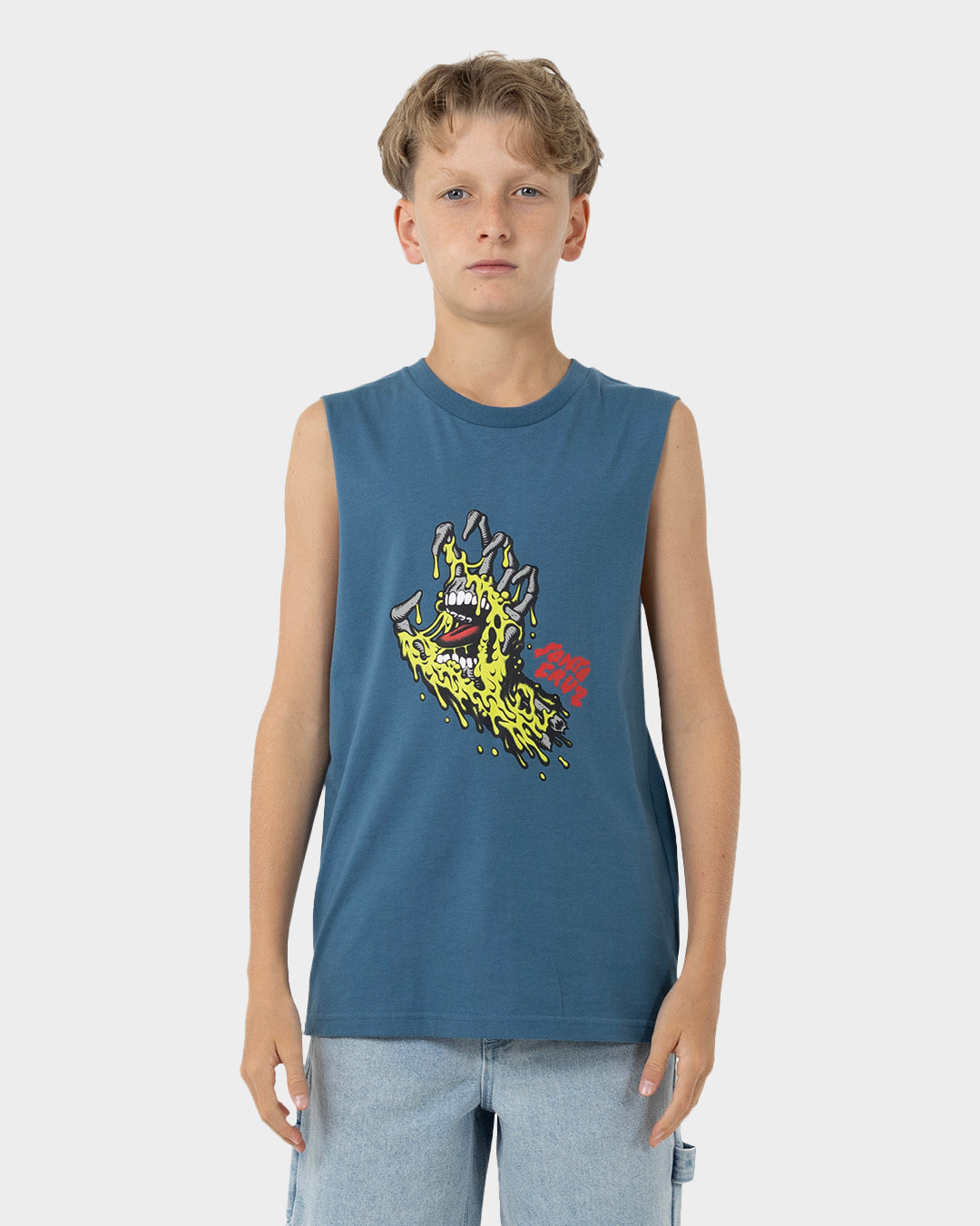 Melting Hand Boys Muscle T-Shirt Vintage Blue