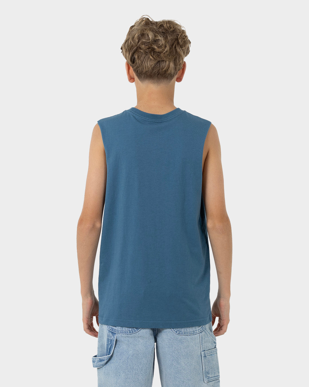 Melting Hand Boys Muscle T-Shirt Vintage Blue