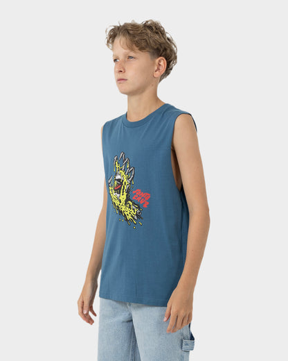 Melting Hand Boys Muscle T-Shirt Vintage Blue