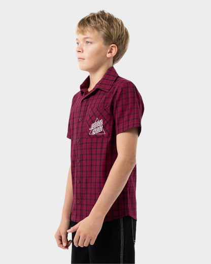 Not A Dot Hollow Boys Button Up Shirt Maroon