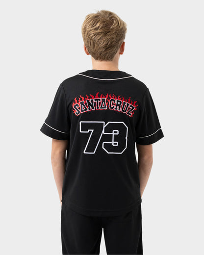 Flamed Collegiate Arch Baseball Jersey Black
