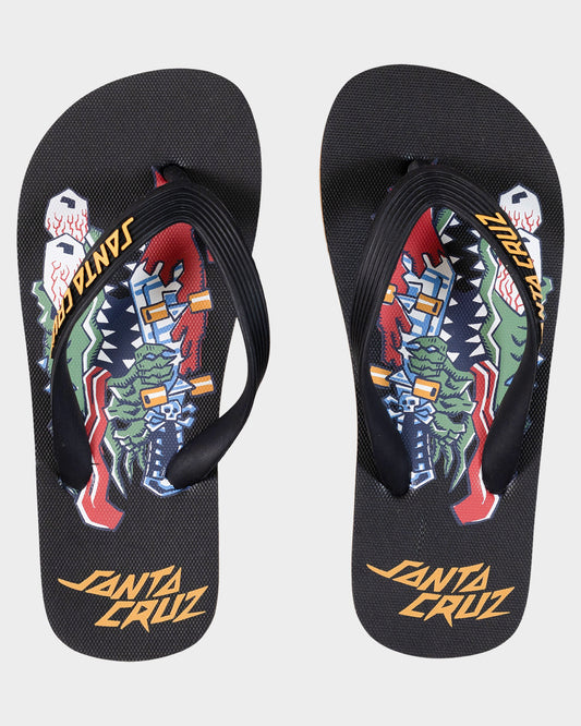 Meek Scratched Slasher Boys Thongs Black