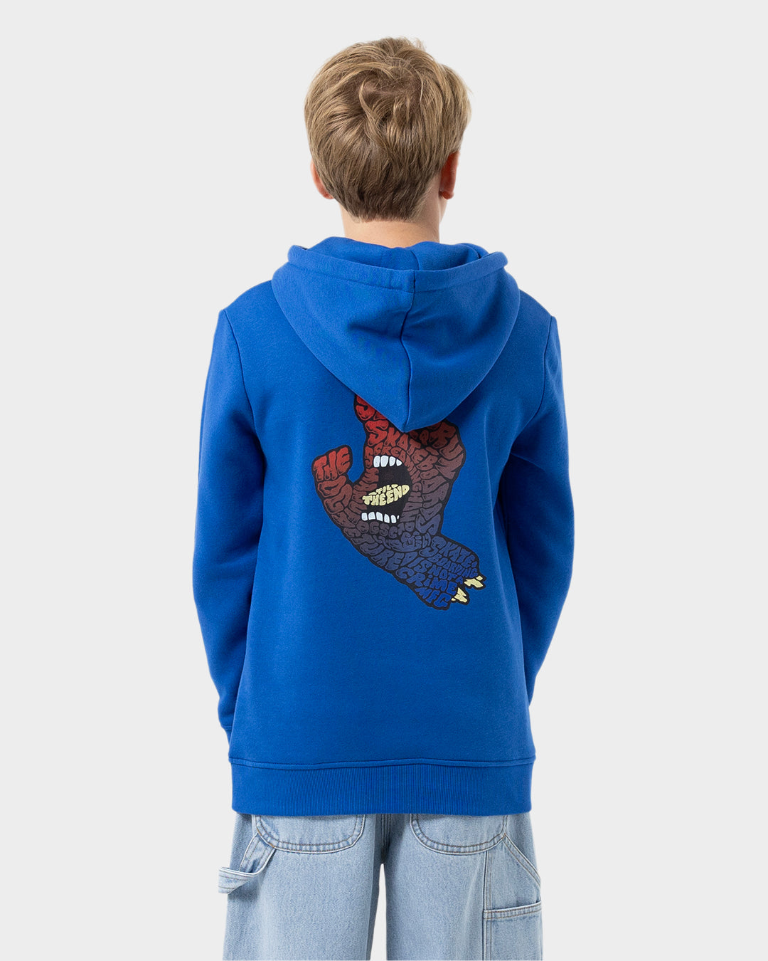 Letter Hand Fade Boys Pullover Hoodie Cobalt