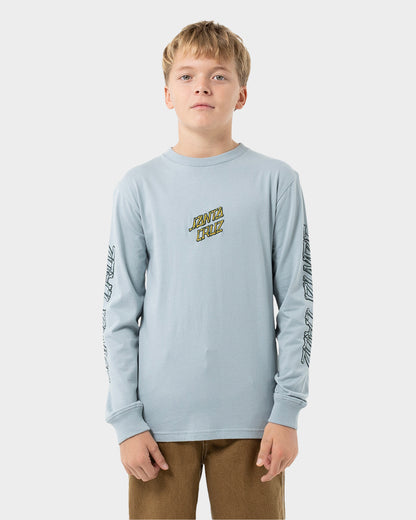 Brain Dot Hollow Strip Boys Long Sleeve T-shirt Slate
