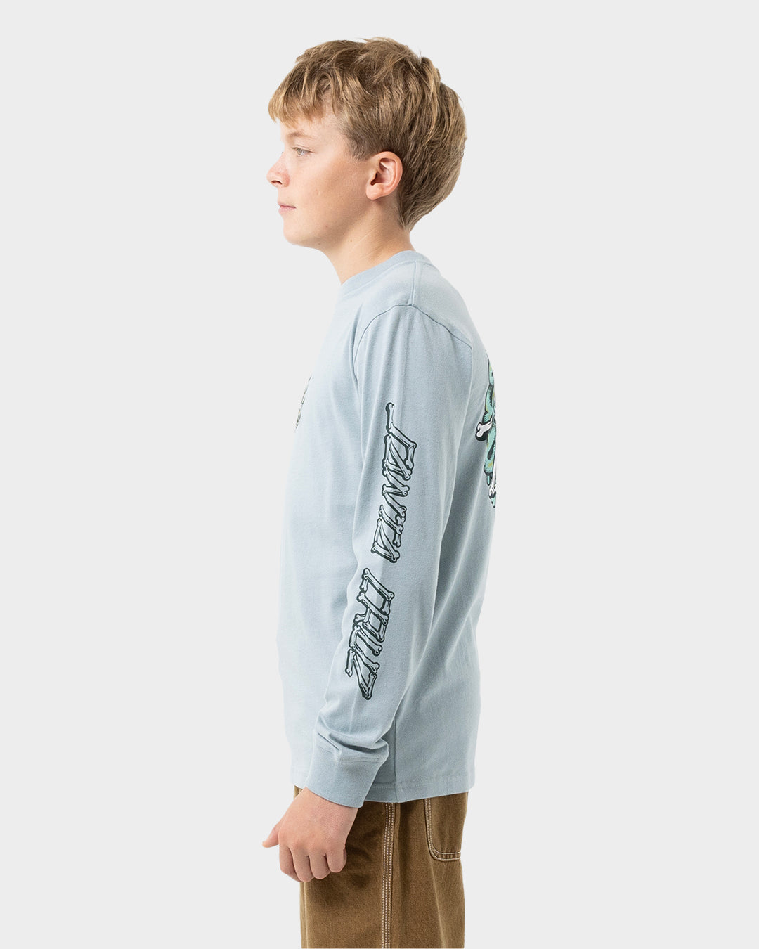 Brain Dot Hollow Strip Boys Long Sleeve T-shirt Slate