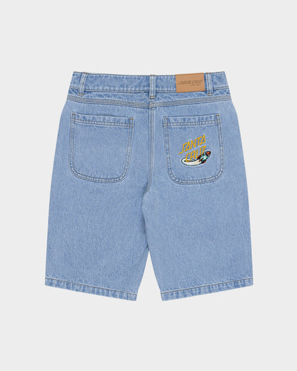 Space Rocket Stack Boys Carpenter Jean Shorts Mid Blue
