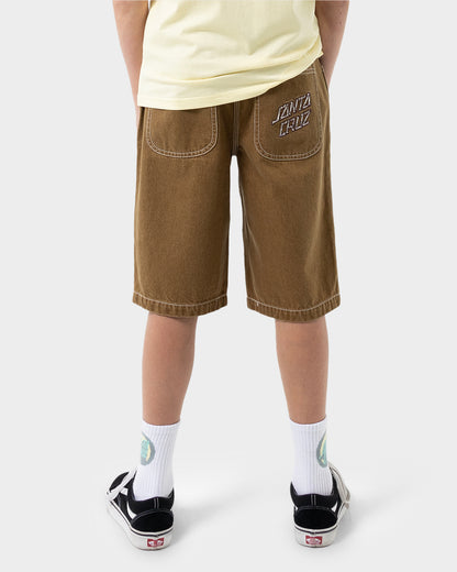 Brain Dot Bone Stack Boys Jean Shorts Tan
