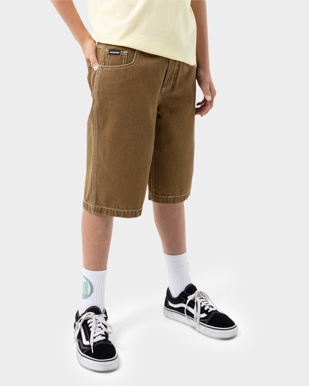Brain Dot Bone Stack Boys Jean Shorts Tan