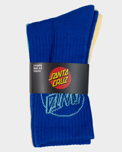 Opus Dot Boys Crew Socks (3 Pack)  Cobalt-butter-teal