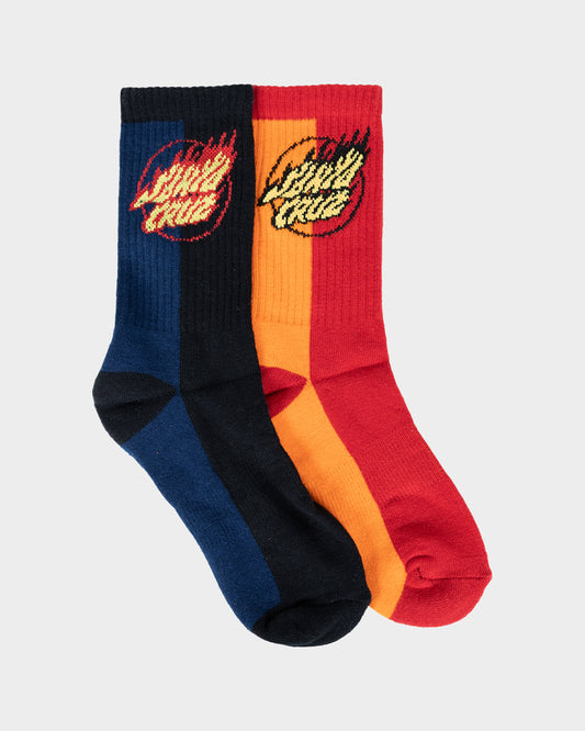 Flaming Dot Two Tone Boy's Crew Socks (2 Pack) Red-navy
