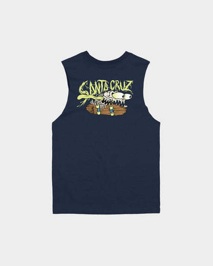 Bone Slasher Santa Cruz Boys Muscle T-Shirt Navy