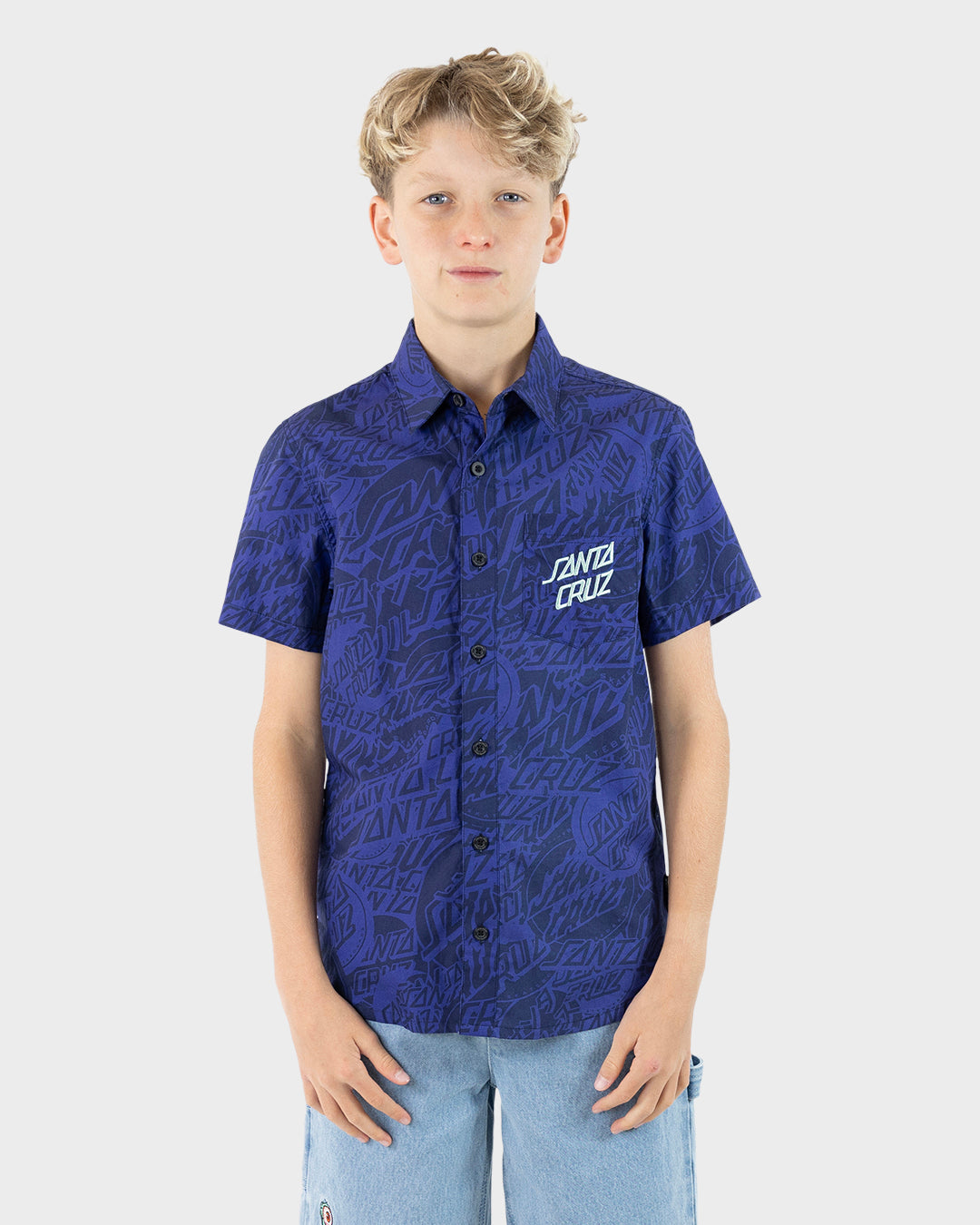 Bold Stack Boys Shirt Dark Blue