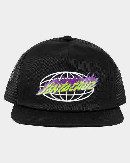 Global Flame Strip Boys Trucker Cap Black