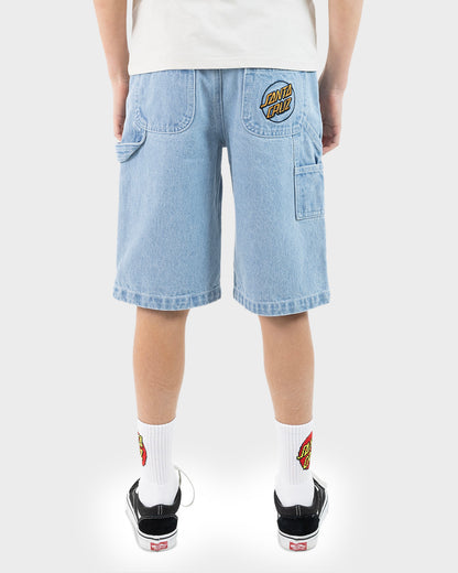 Opus Grid Dot Boys Carpenter Shorts Bleached Denim