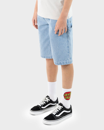 Opus Grid Dot Boys Carpenter Shorts Bleached Denim