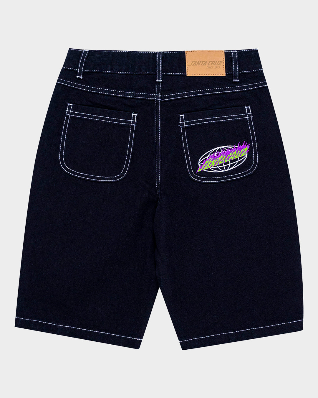 Global Flame Strip Boys Denim Shorts Black