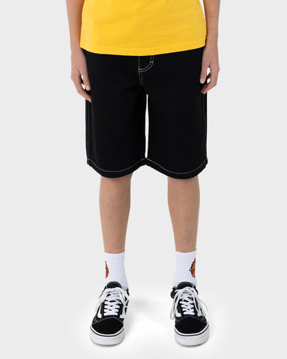 Global Flame Strip Boys Denim Shorts Black