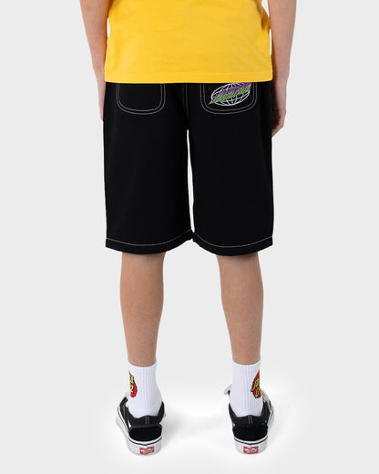 Global Flame Strip Boys Denim Shorts Black