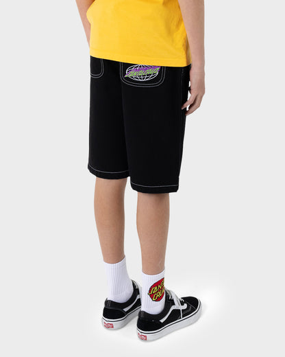 Global Flame Strip Boys Denim Shorts Black