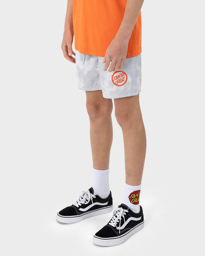 Bold Ring Dot Boys Beach Shorts Concrete Tie Dye