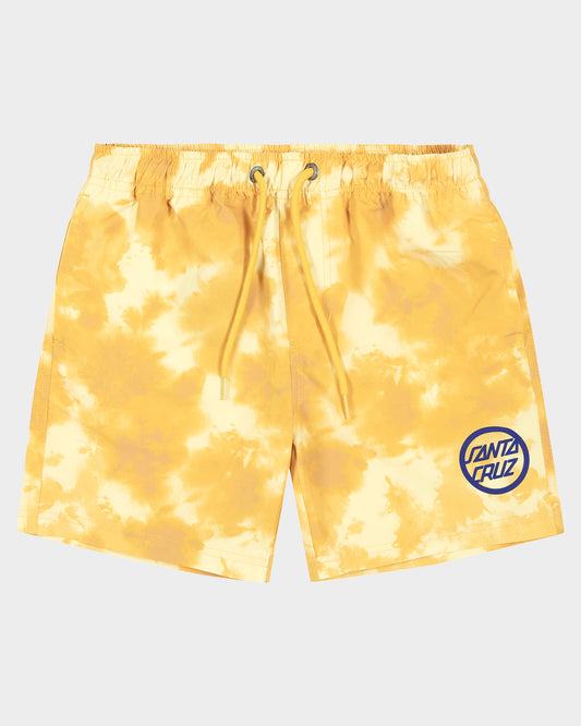 Bold Ring Dot Boys Beach Shorts Yellow Tie Dye