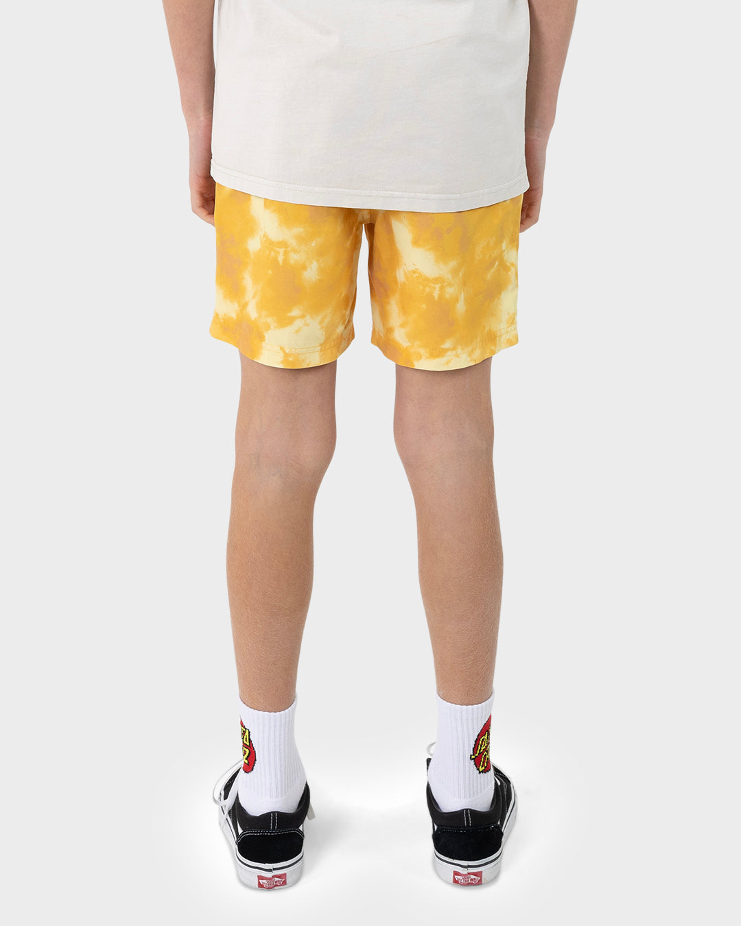 Bold Ring Dot Boys Beach Shorts Yellow Tie Dye