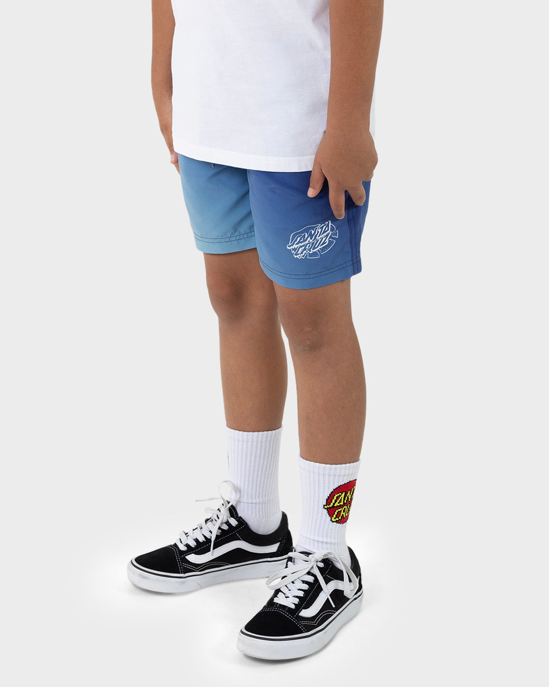 Universal Oval Dot Boys Beach Shorts Dark Blue Tie Dye