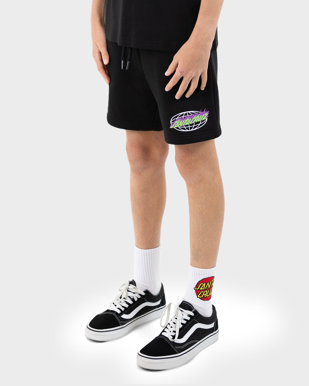 Global Flame Strip Boys Track Shorts Black