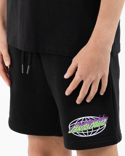 Global Flame Strip Boys Track Shorts Black