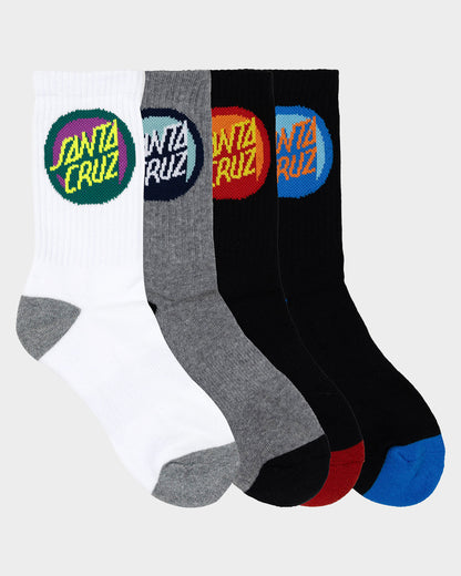 Bold Shadow Dot Boys Crew Socks (4 Pack) Black-white-gmarle