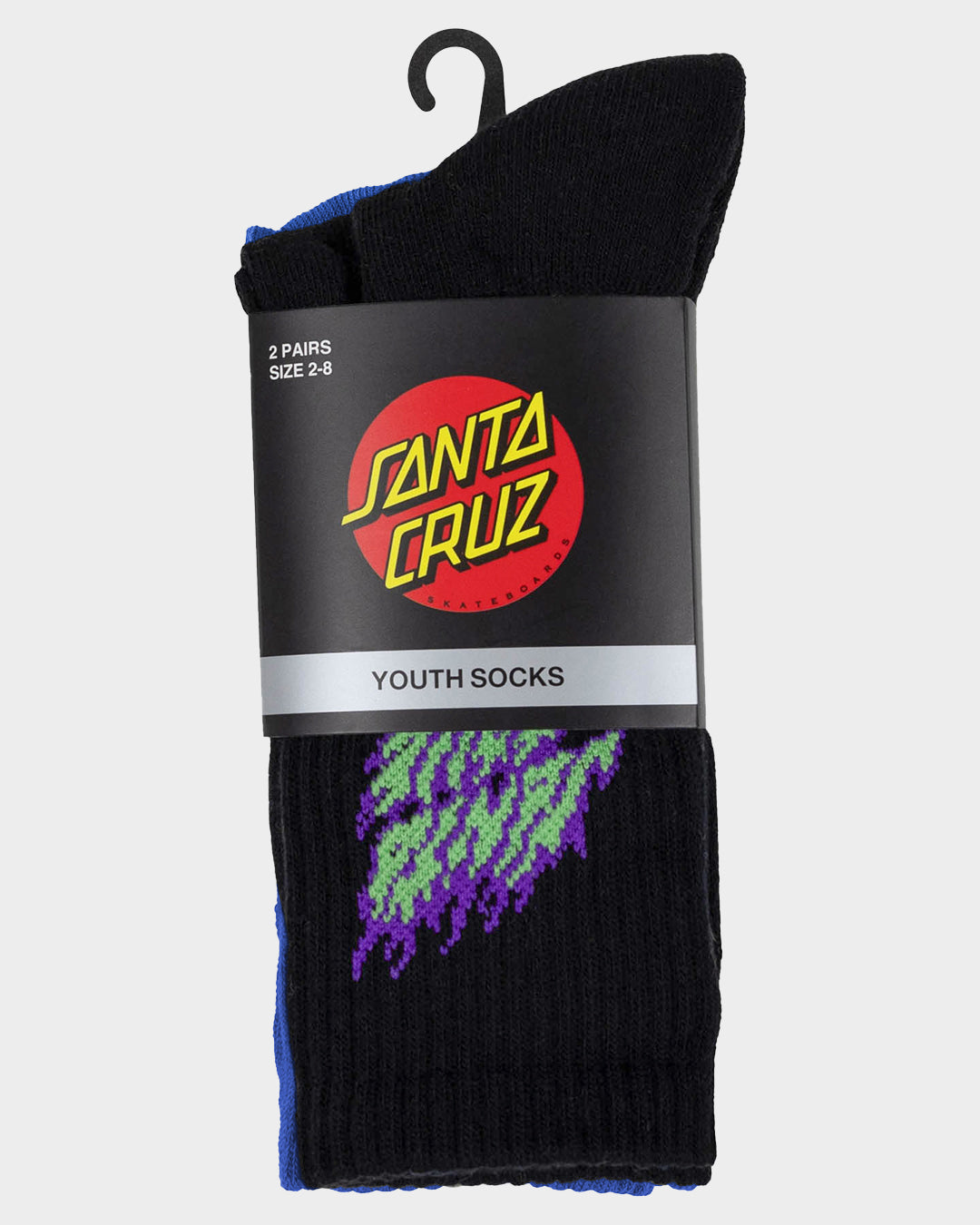 Flaming Stack Boys Crew Socks (2 Pack) Black-dark Blue