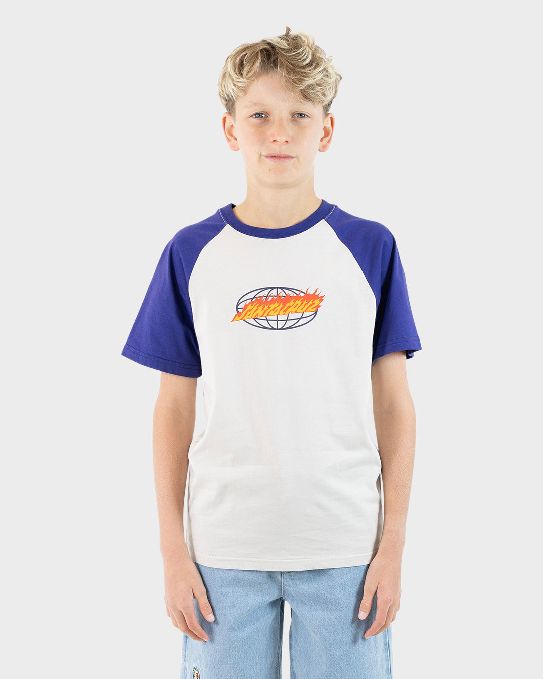 Global Flame Strip Boys T-shirt Concrete-dark Blue