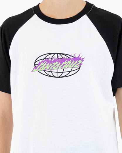 Global Flame Strip Boys T-shirt White Black