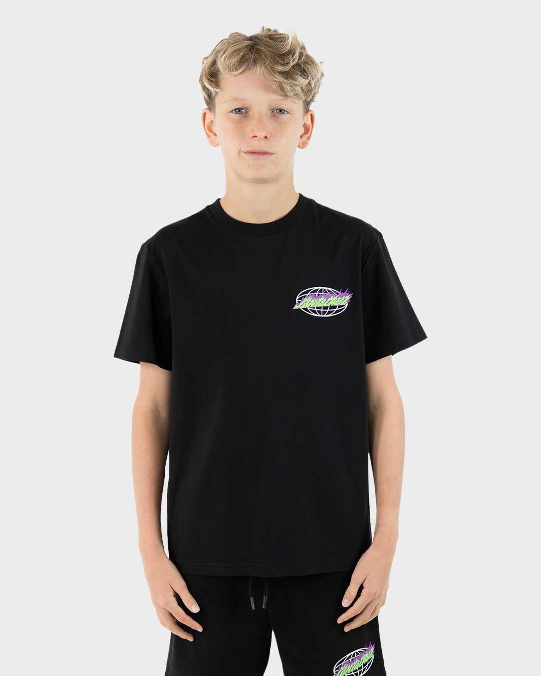 Global Flame Dot Boys T-shirt Black