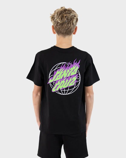 Global Flame Dot Boys T-shirt Black