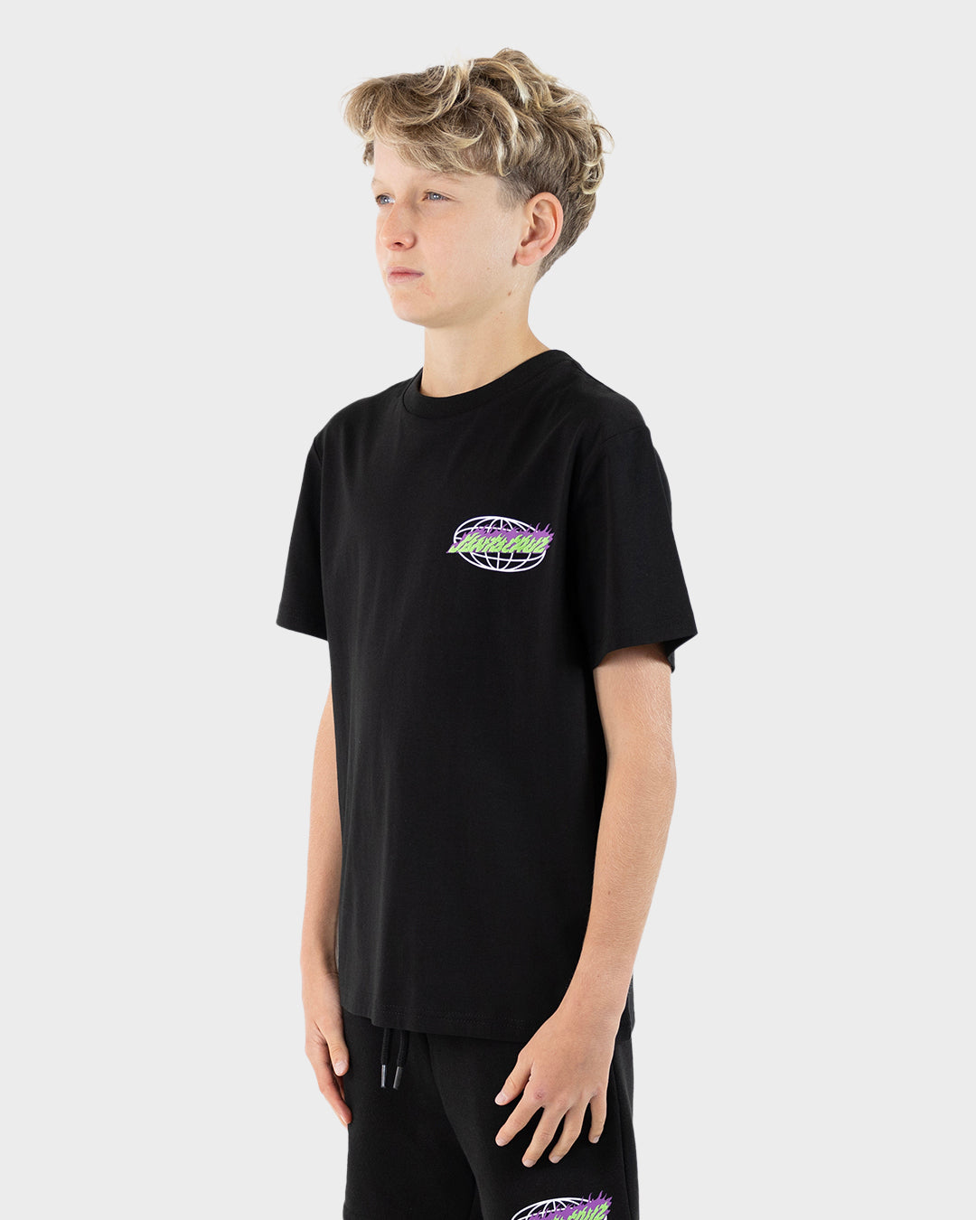 Global Flame Dot Boys T-shirt Black