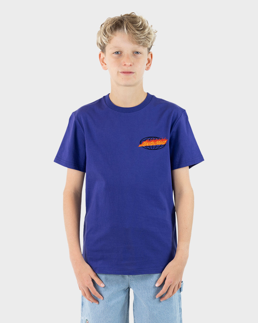 Global Flame Dot Boys T-shirt Dark Blue