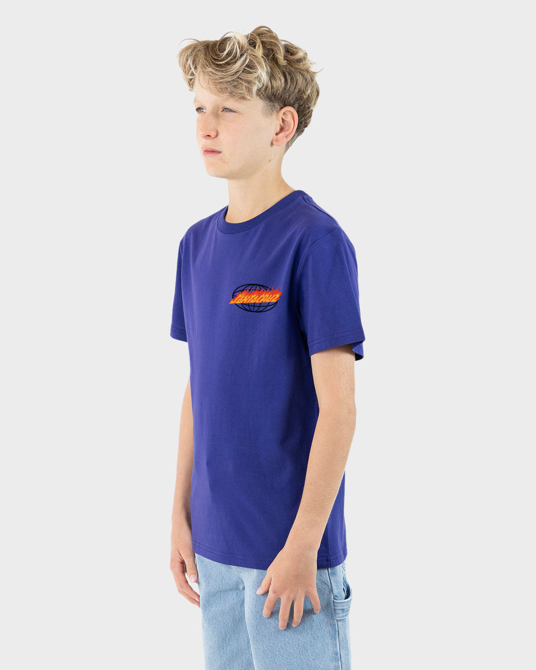 Global Flame Dot Boys T-shirt Dark Blue