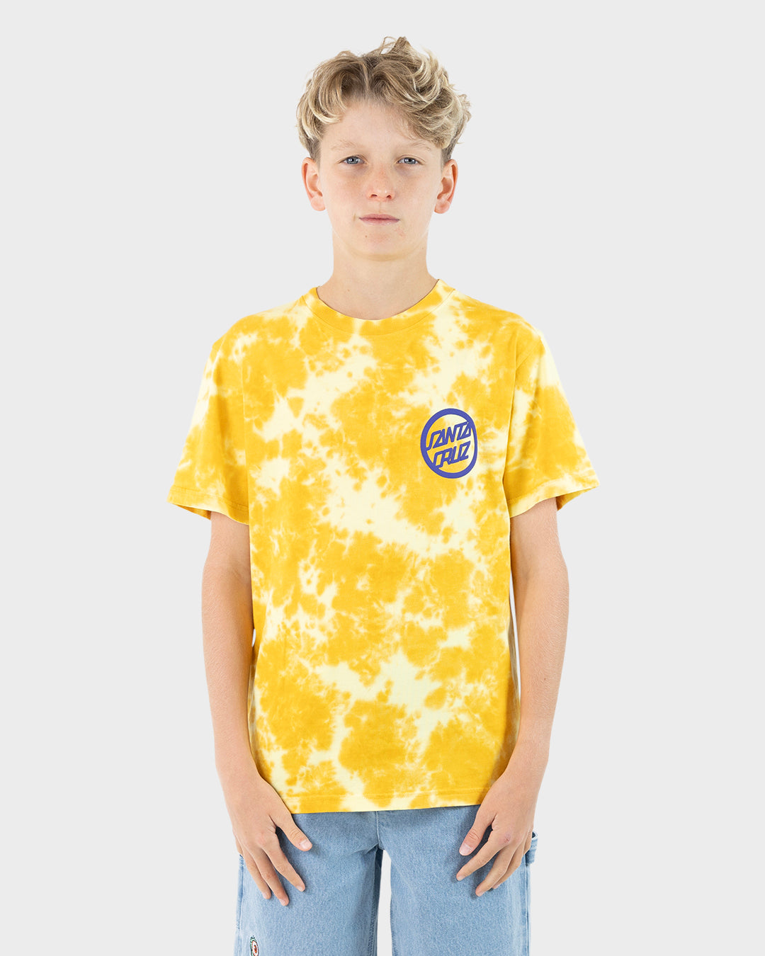 Bold Ring Dot Boys T-shirt Yellow Tie Dye