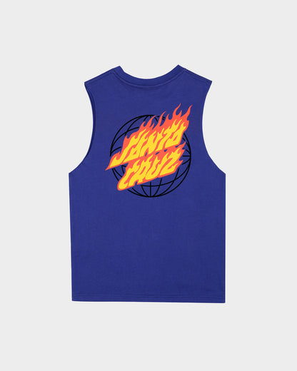 Global Flame Dot Boys Muscle T-shirt Dark Blue