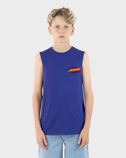 Global Flame Dot Boys Muscle T-shirt Dark Blue