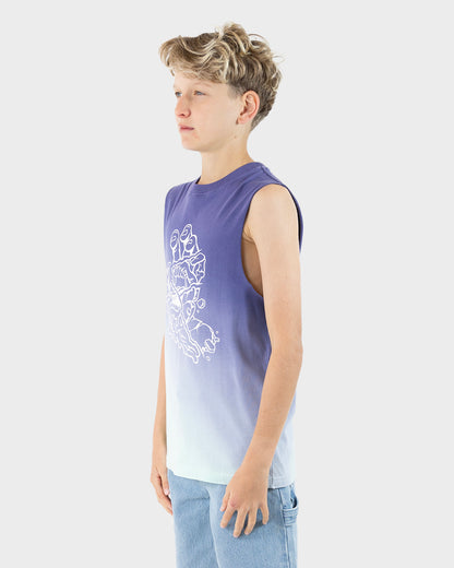 Universal Hand Mono Boys Muscle T-shirt Dark Blue Tie Dye