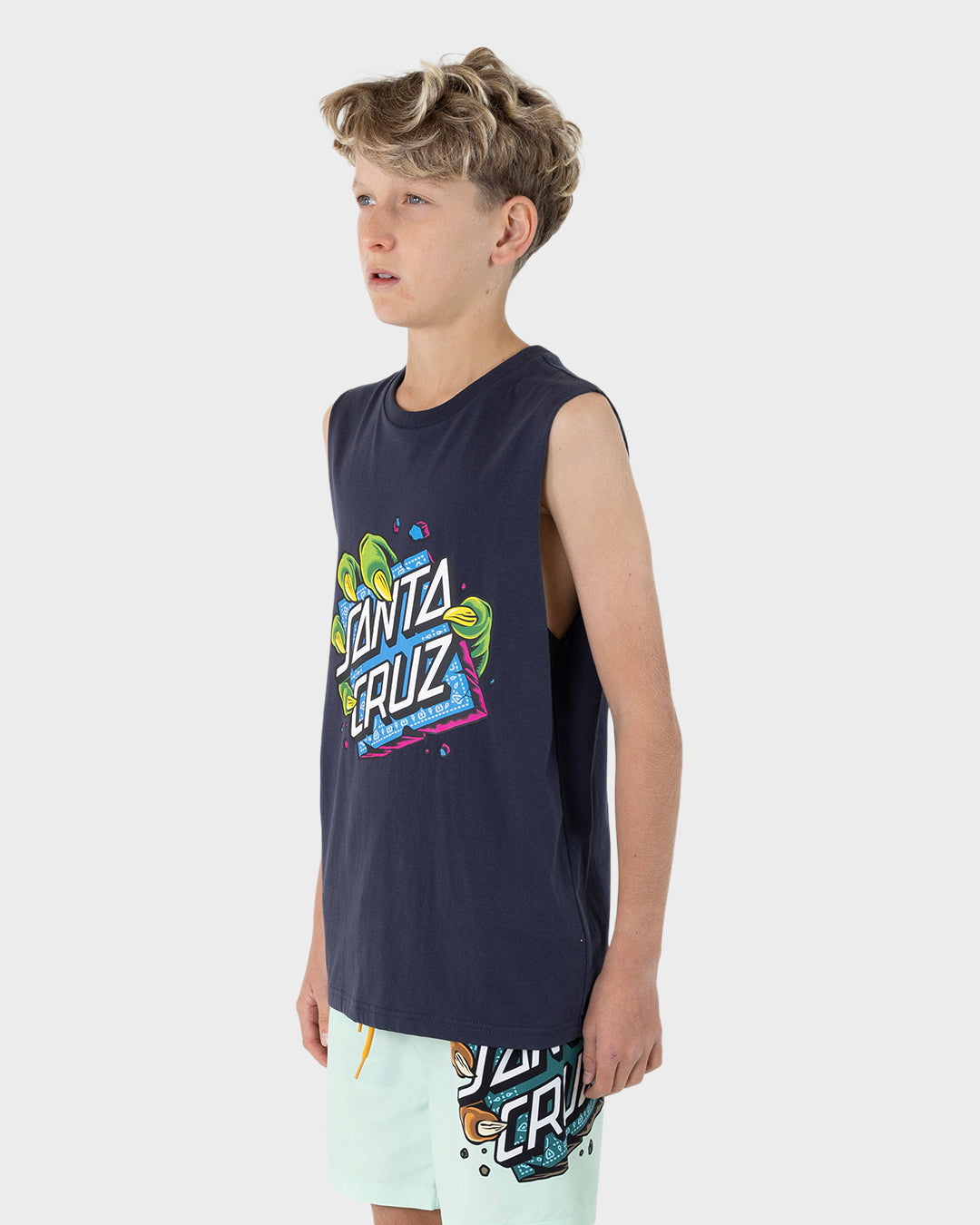 Johnson Beast Dot Stack Boys Muscle T-shirt Navy