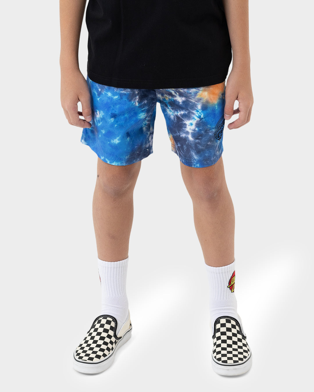 Industrial Dot Mono Boys Boardshort Blue Tie Dye