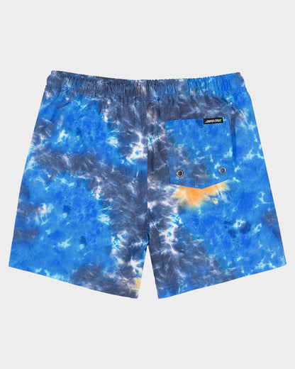 Industrial Dot Mono Boys Boardshort Blue Tie Dye