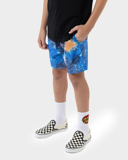 Industrial Dot Mono Boys Boardshort Blue Tie Dye