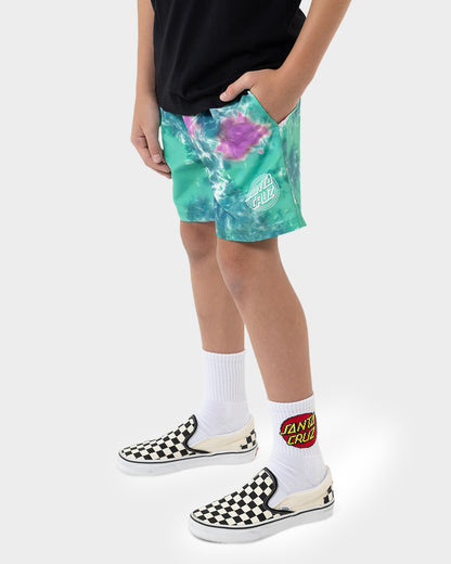 Industrial Dot Mono Boys Boardshort Light Green Tie Dye