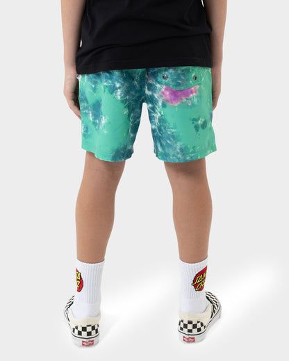 Industrial Dot Mono Boys Boardshort Light Green Tie Dye
