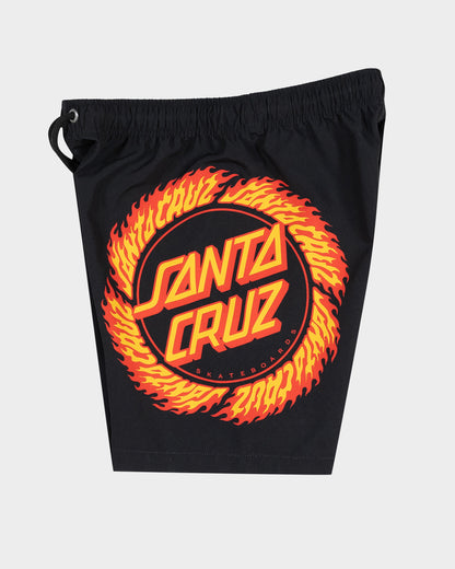 Flame Ringed Dot Boys Boardshort Black